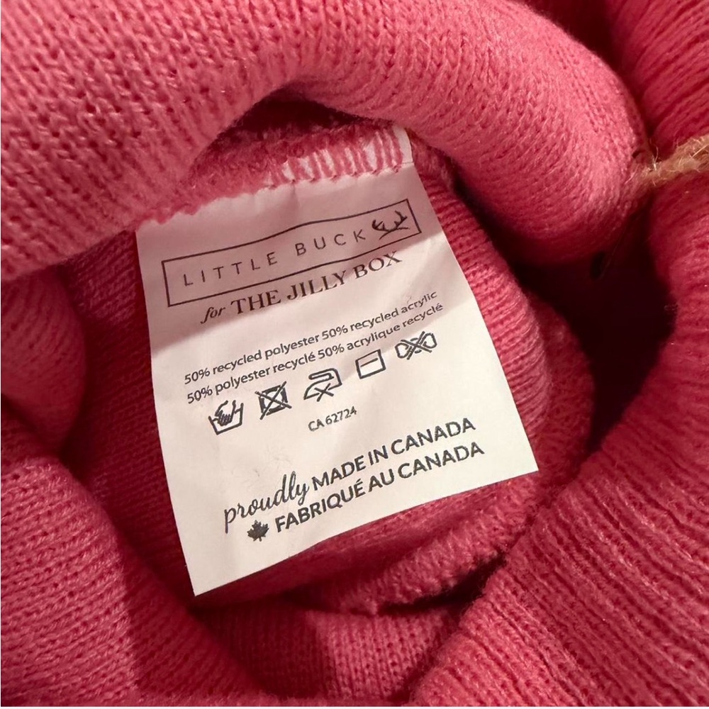 Little Buck Après Ski Pink and White Beanie - Picture 2 of 6